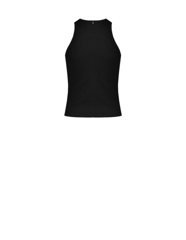 Top ajusté en mélange de coton côtelé avec strass Rinascimento