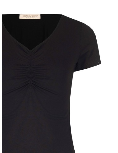 T-Shirt Slim Fit en mélange de viscose avec col en V Rinascimento