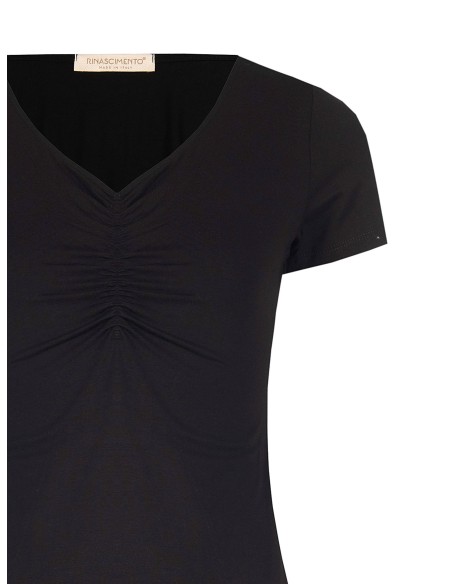 T-Shirt Slim Fit en mélange de viscose avec col en V Rinascimento
