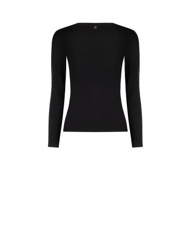Top ajusté en mélange de coton à fines côtes avec décolleté asymétrique Rinascimento