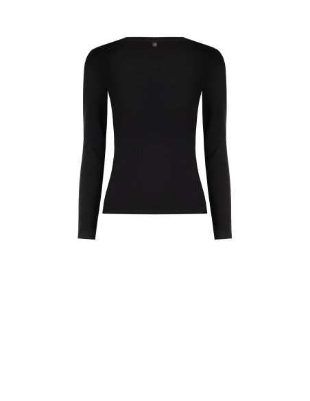 Top ajusté en mélange de coton à fines côtes avec décolleté asymétrique Rinascimento