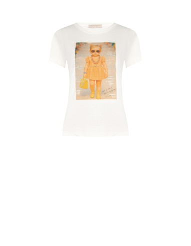 T-Shirt régulier en coton avec imprimé Baby Girl et strass Rinascimento