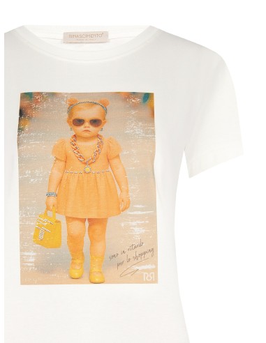 T-Shirt régulier en coton avec imprimé Baby Girl et strass Rinascimento