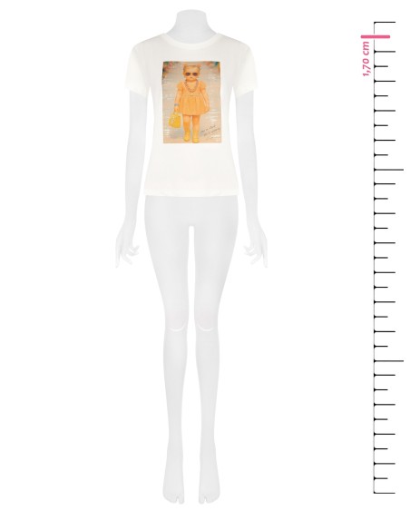 T-Shirt régulier en coton avec imprimé Baby Girl et strass Rinascimento