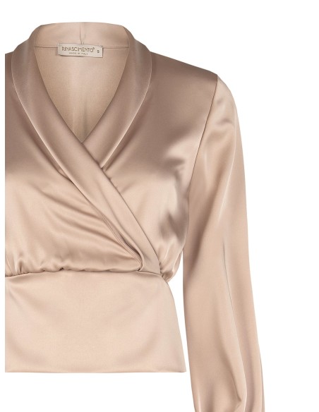 Blouse cintrée en satin avec décolleté en V croisé Rinascimento