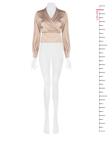 Getailleerde satijnen blouse met gekruiste V-hals Rinascimento