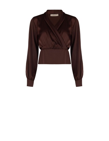 Blouse cintrée en satin avec décolleté en V croisé Rinascimento