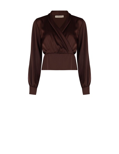 Blouse cintrée en satin avec décolleté en V croisé Rinascimento