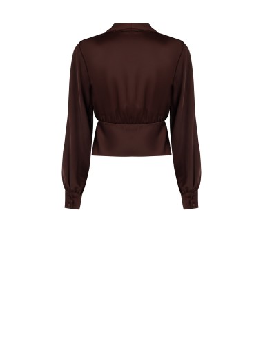 Getailleerde satijnen blouse met gekruiste V-hals Rinascimento