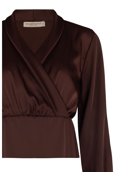 Blouse cintrée en satin avec décolleté en V croisé Rinascimento