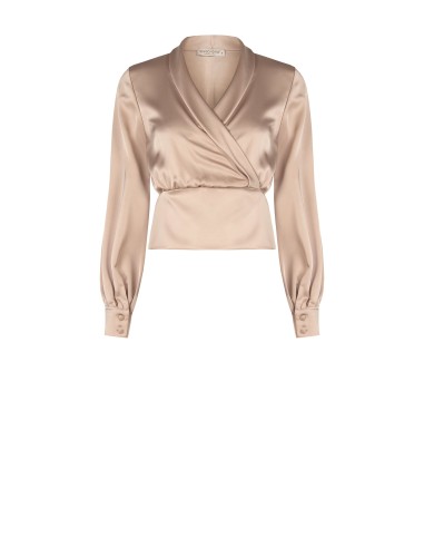 Blouse cintrée en satin avec décolleté en V croisé Rinascimento
