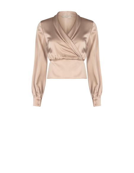 Blouse cintrée en satin avec décolleté en V croisé Rinascimento