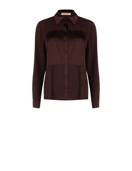 Blouse fluide en georgette avec empiècements en satin Rinascimento