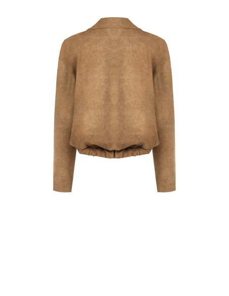 Blouson bomber en similicuir velours dégradé avec maxi-poches Rinascimento