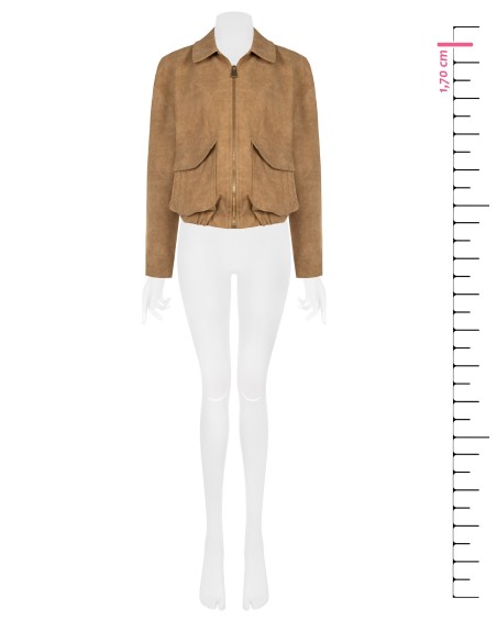 Blouson bomber en similicuir velours dégradé avec maxi-poches Rinascimento