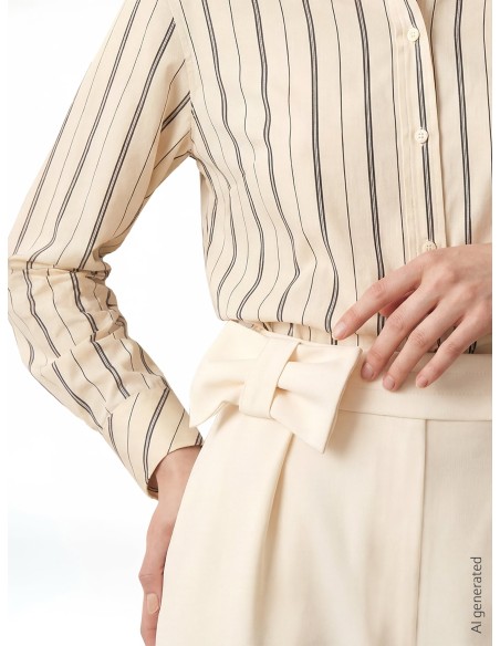 Pantalon cigarette en mélange de viscose avec nœud à la taille et élastique au dos Rinascimento