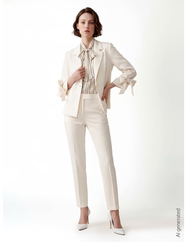 Pantalon droit en mélange de viscose avec élastique au dos Rinascimento