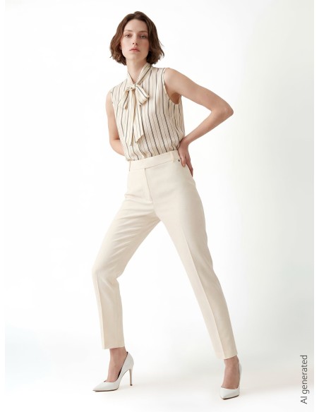 Pantalon droit en mélange de viscose avec élastique au dos Rinascimento