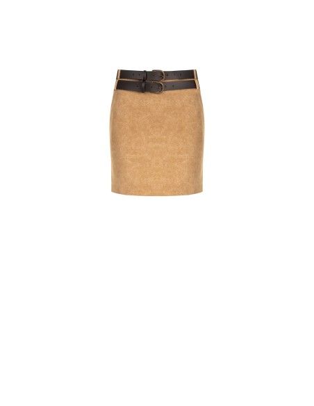 Minijupe en faux daim ombré avec ceinture en cuir double Similo assortie Rinascimento