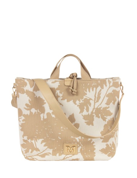 Flower Canvas Maxi Shopper With Adjustable And Removable Strap Rinascimento