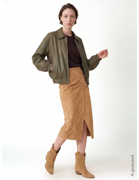 Blouson bomber en similicuir à effet légèrement froissé Rinascimento