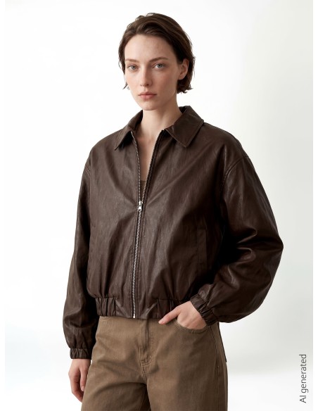 Blouson bomber en similicuir à effet légèrement froissé Rinascimento