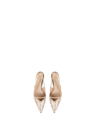 Escarpins slingback recouverts de paillettes à talon kitten Rinascimento