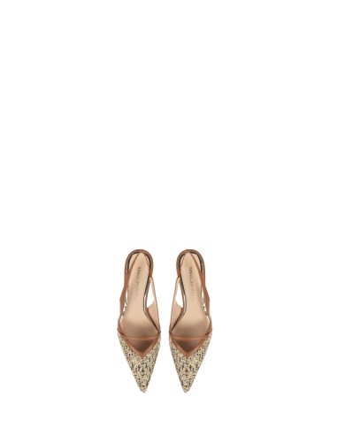 Escarpins slingback recouverts de paillettes à talon kitten Rinascimento