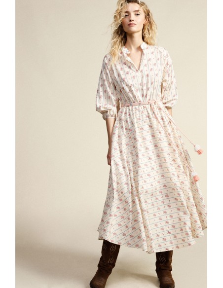Robe longue à imprimé floral avec ceinture tressée Dixie