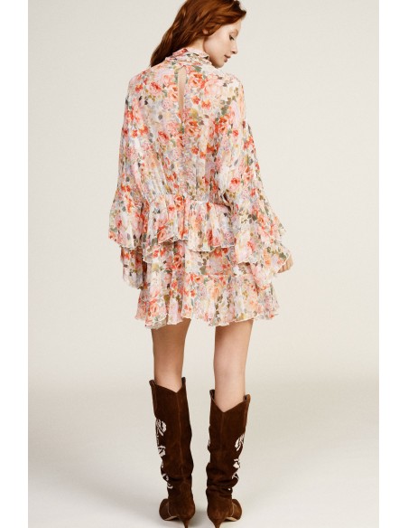 Robe courte à volants et imprimé floral Dixie