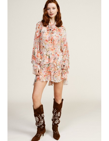 Robe courte à volants et imprimé floral Dixie