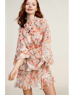 Robe courte à volants et imprimé floral Dixie