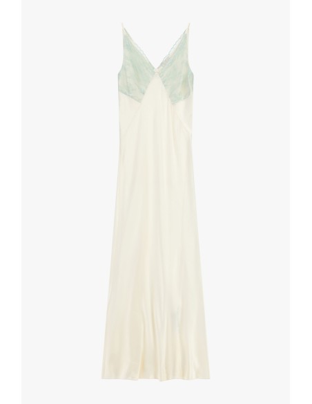 Robe longue Dixie avec empiècements en dentelle et fines bretelles