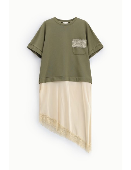 Robe midi à manches courtes et bas asymétrique Dixie