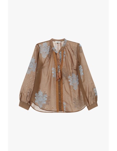 Dixie-shirt met bloemenborduursels en lange mouwen