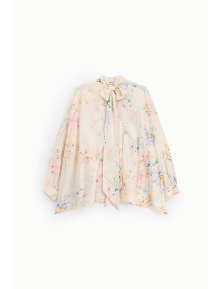 Blouse ample à col lavallière et imprimé floral Dixie