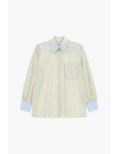 Gestreepte blouse met borstzak en contrasterende manchetten Dixie