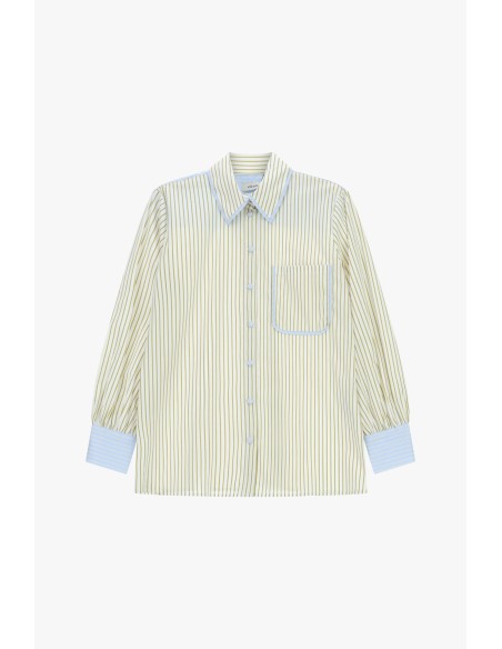 Chemise rayée avec poche et poignets contrastés Dixie