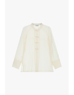 Transparante blouse met knoopsluiting, knoopdetails en lange mouwen Dixie