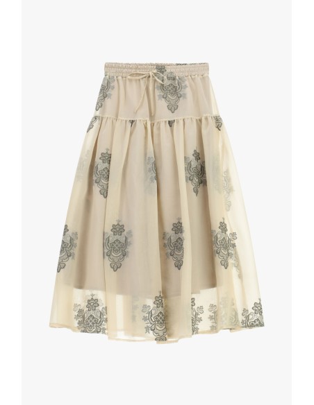 Jupe midi avec broderie florale et ceinture réglable Dixie