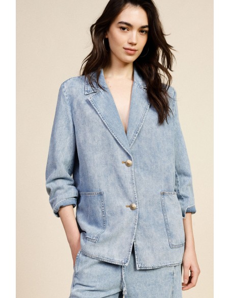 Blazer en denim avec boutons et poches plaquées Dixie