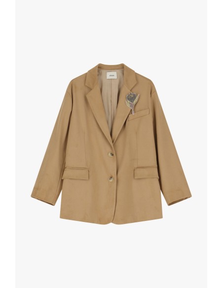 Blazer en daim avec col Dixie et poches