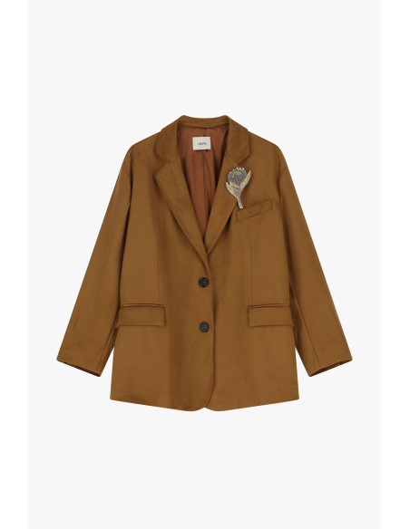 Blazer en daim avec col Dixie et poches