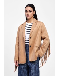 Blazer Dixie en daim avec franges et boutons