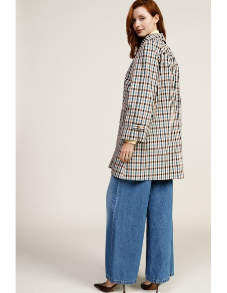 Manteau à carreaux avec boutons sur le devant et poches Dixie