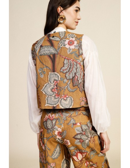 Bedrukt vest met decoratieve strikbandjes aan de voorkant Dixie