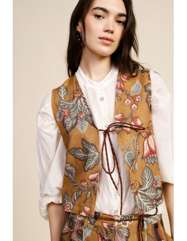 Bedrukt vest met decoratieve strikbandjes aan de voorkant Dixie