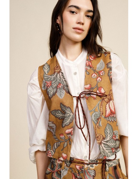 Gilet imprimé avec bretelle décorative sur le devant Dixie