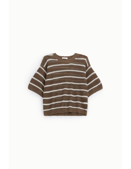 Gestreepte top met wijde mouwen en ronde hals Dixie