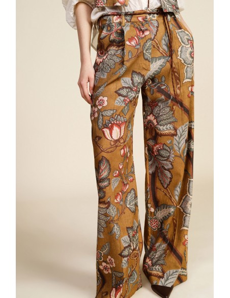 Pantalon palazzo à motif floral fantaisie taille haute Dixie